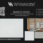Bianco Gold countertop slab sample at the Lotus Surfaces showroom in Norcross, GA