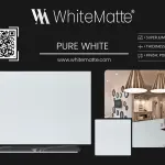 Pure White countertop slab sample at the Lotus Surfaces showroom in Norcross, GA