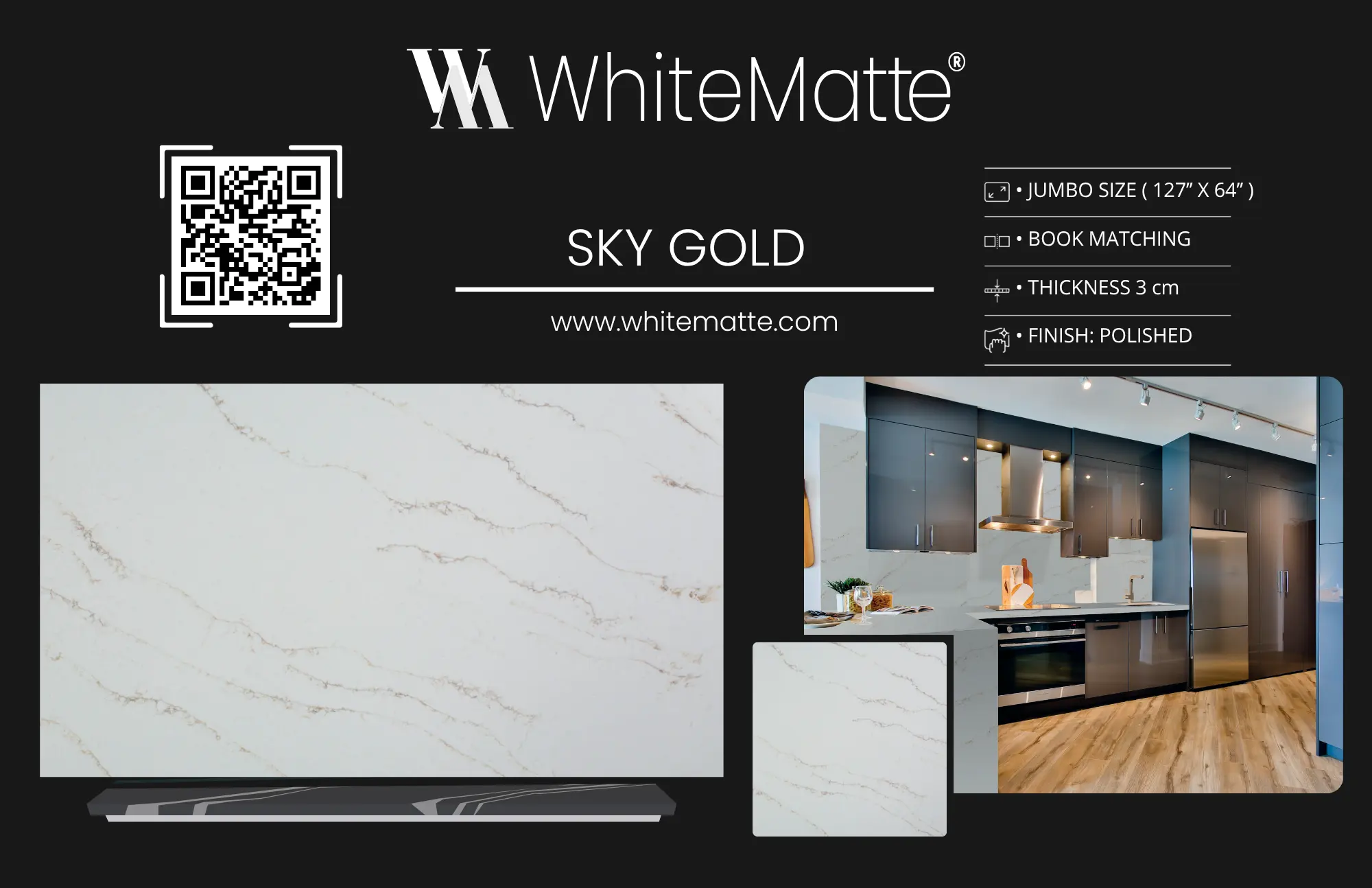 Sky Gold countertop slab sample at the Lotus Surfaces showroom in Norcross, GA