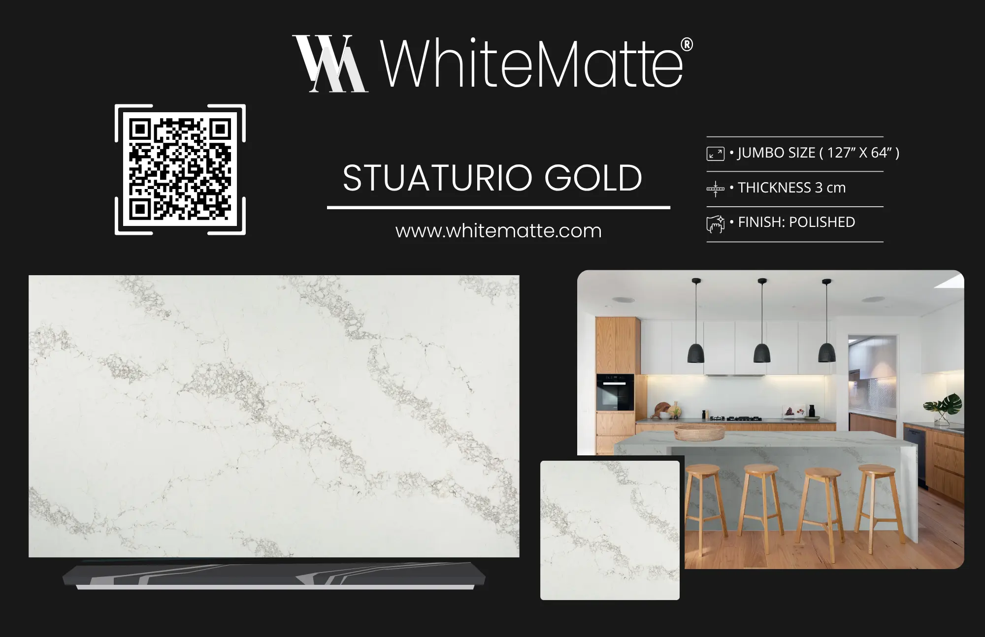 Stuaturio Gold countertop slab sample at the Lotus Surfaces showroom in Norcross, GA