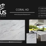 Coral HD countertop slab sample at the Lotus Surfaces showroom in Norcross, GA