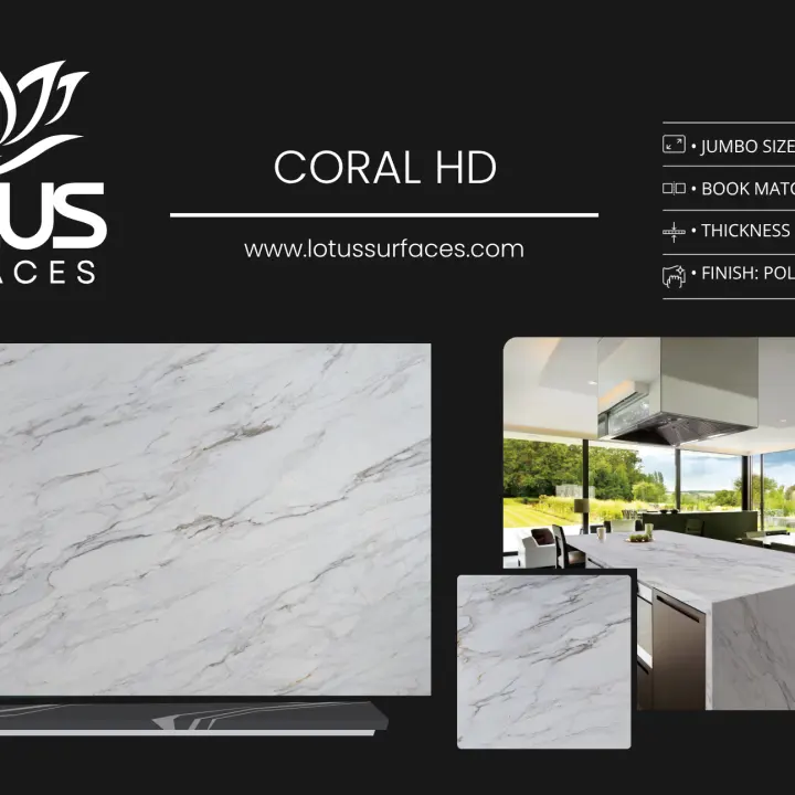 Coral HD countertop slab sample at the Lotus Surfaces showroom in Norcross, GA