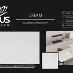 Dream countertop slab sample at the Lotus Surfaces showroom in Norcross, GA