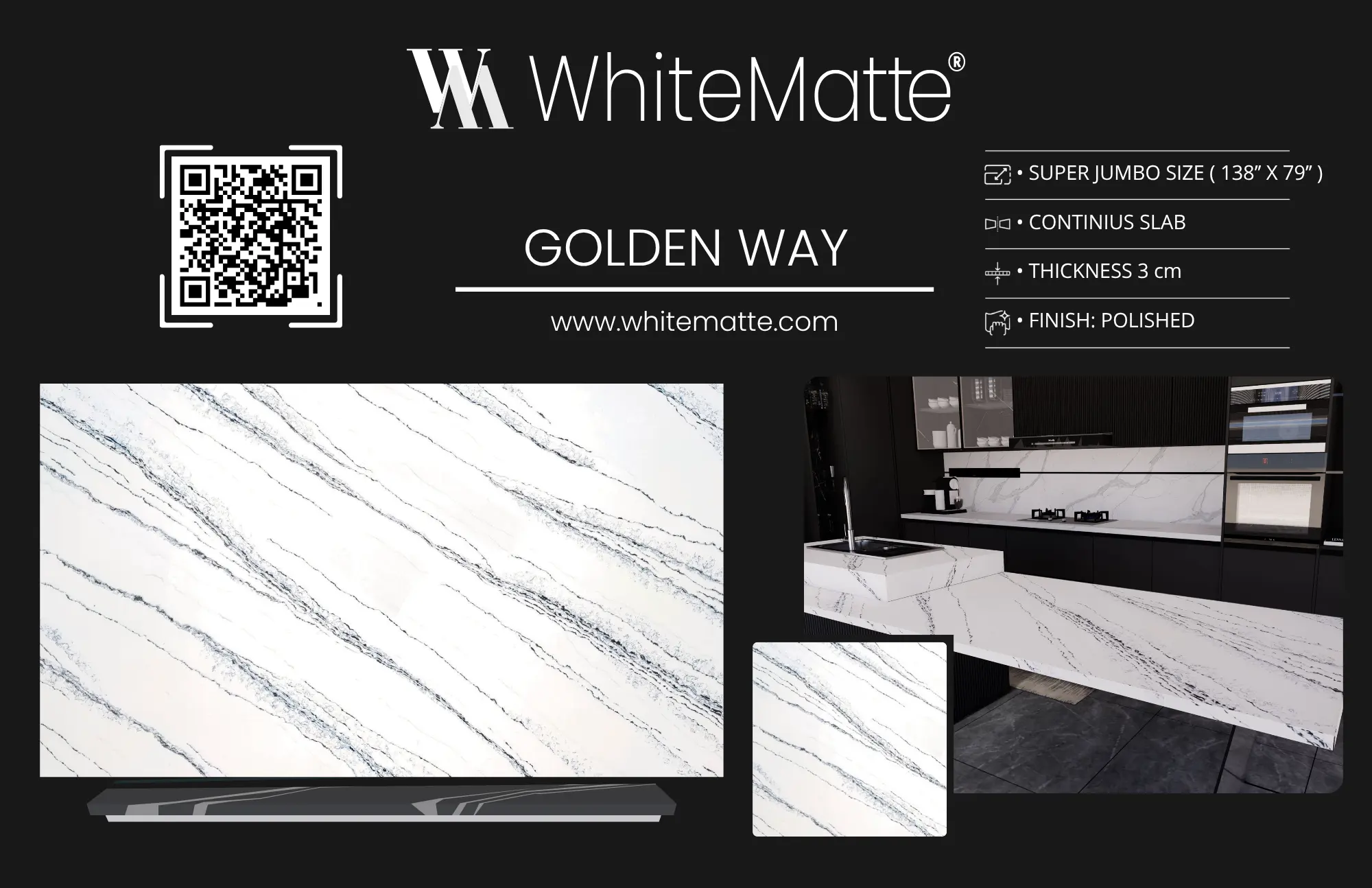 Golden Way countertop slab sample at the Lotus Surfaces showroom in Norcross, GA