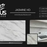 Jasmine HD countertop slab sample at the Lotus Surfaces showroom in Norcross, GA