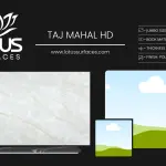 Taj Mahal HD countertop slab sample at the Lotus Surfaces showroom in Norcross, GA