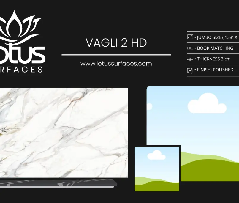 Vagli 2 HD countertop slab sample at the Lotus Surfaces showroom in Norcross, GA